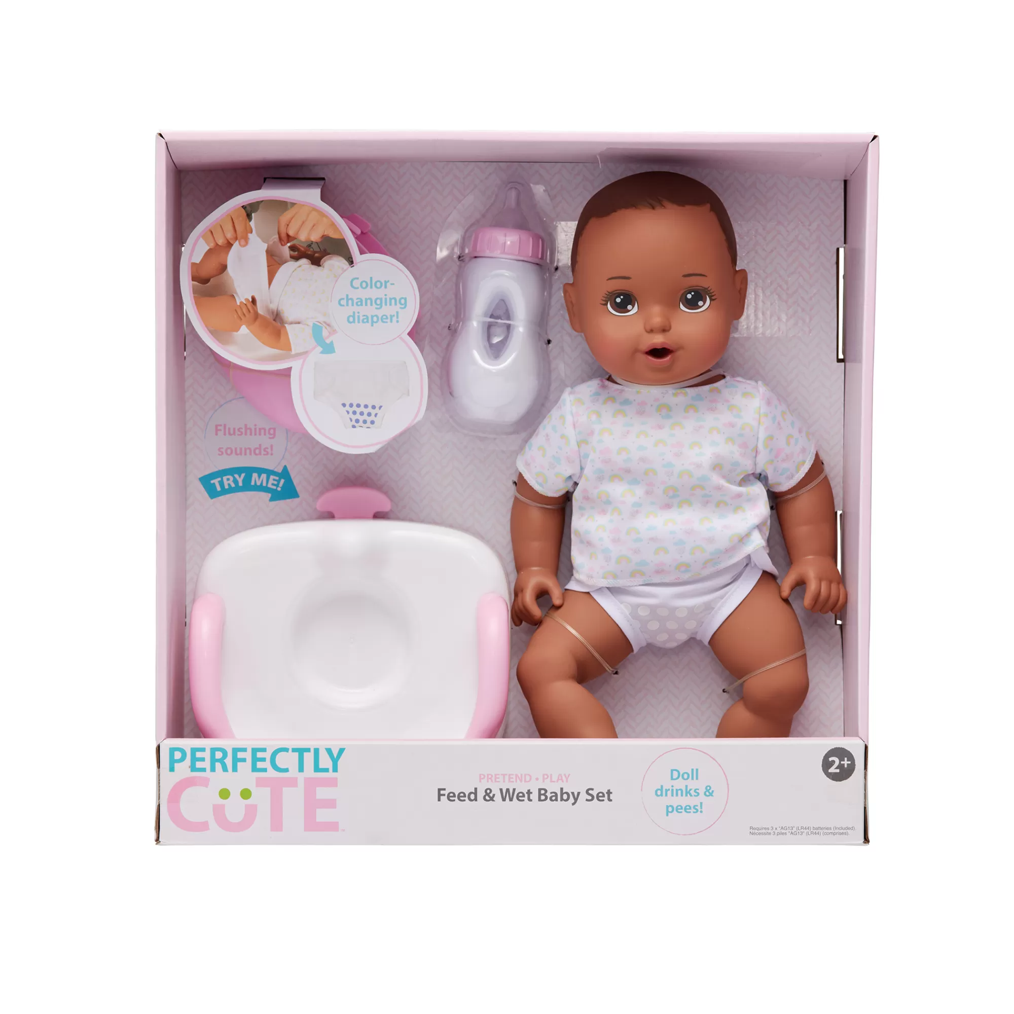 Perfectly Cute® Dolls & Accessories<14-Inch Feed & Wet Dark Brunette Hair/Brown Eyes Baby Doll